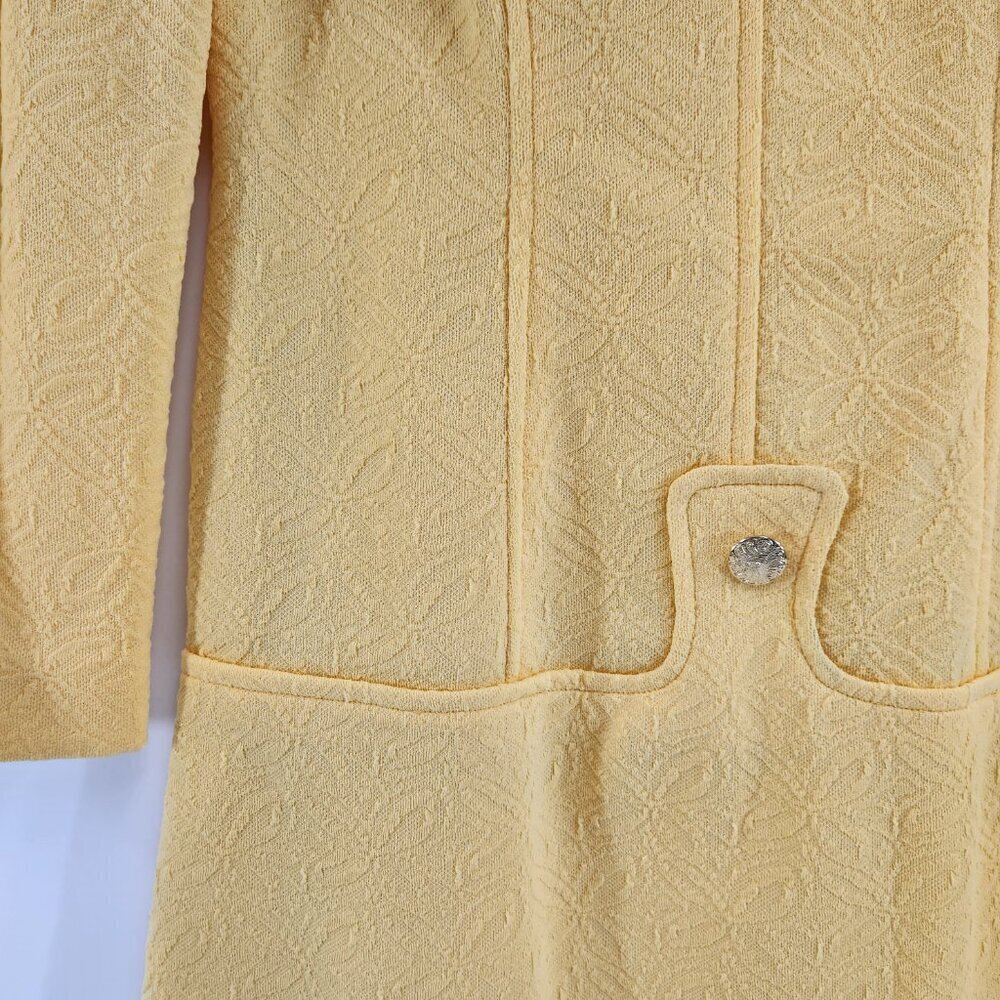 Vintage Handmade Mustard Yellow Long Sleeve Dress with Button Detail Mod 70s - Picture 2 of 9